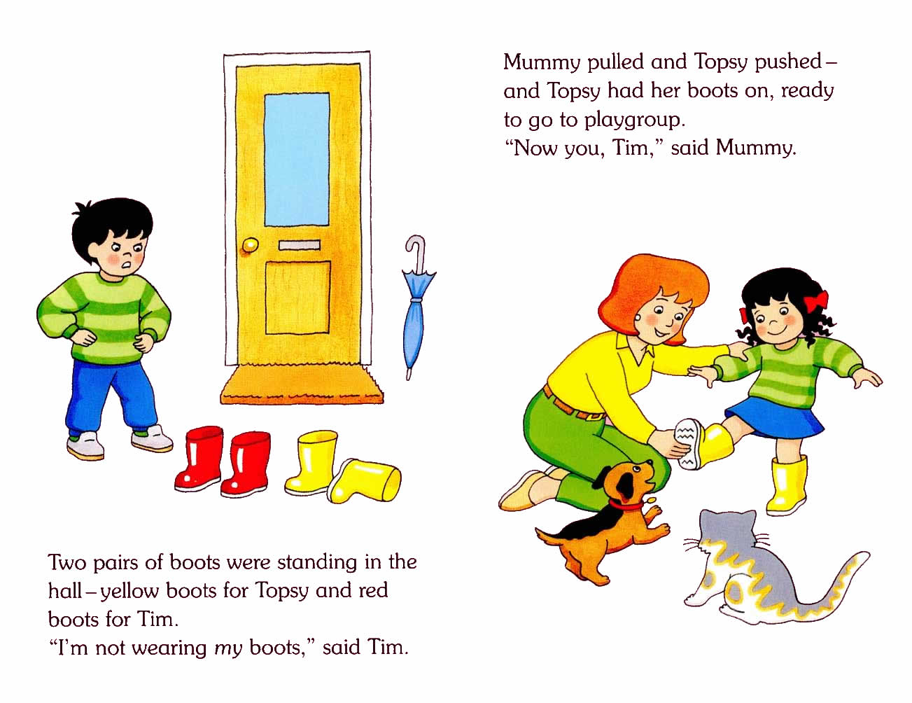 Ladybird - Topsy Tim Books - Red Boots Yellow Boots (04),绘本,绘本故事,绘本阅读,故事书,童书,图画书,课外阅读